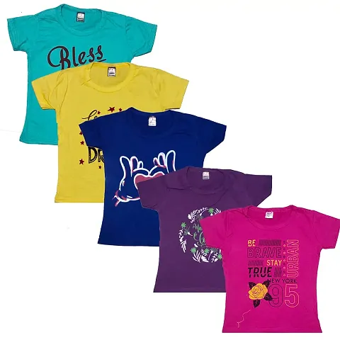 Baby Girls Casual T-Shirt Multicolor, Pack of 5