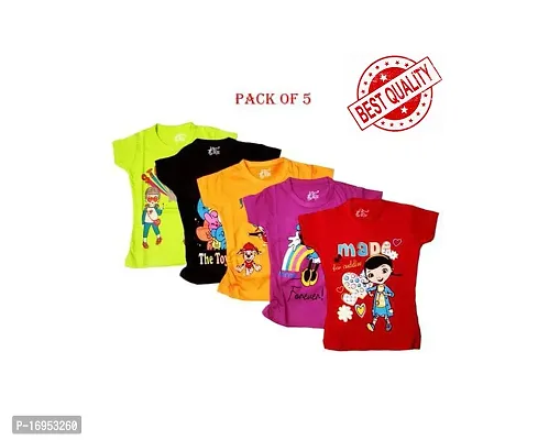 Baby Girls half sleeve  printed Tshirts summer wear combo (pack of 5)multicolor