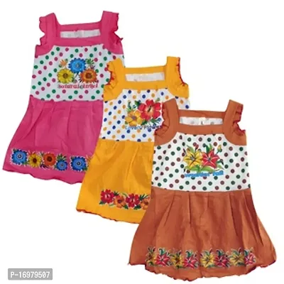 Baby Girls Hosiery Cotton Sleeveless Printed Casual Dress/Frock (Pack of 6)multicolor-thumb5