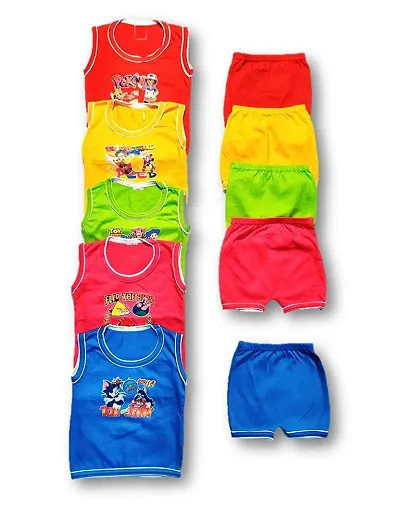 Unisex baby boys and baby girls bandi T-shirts and shorts daily wear (pack of 5)multicolor