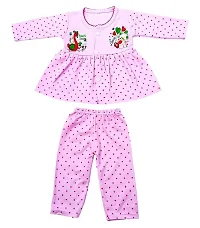 FRAKAL Baby Girl's Fabulous Collection of Printed Full Sleeves Soft Hosiery Cotton Vests,Jhabla Frock with Pyjama Pants Dress for Kids Infant Toddler (Set of 3)multicolor-thumb2