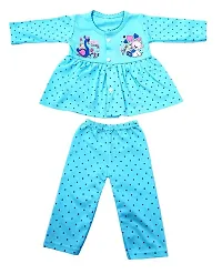 FRAKAL Baby Girl's Fabulous Collection of Printed Full Sleeves Soft Hosiery Cotton Vests,Jhabla Frock with Pyjama Pants Dress for Kids Infant Toddler (Set of 3)multicolor-thumb1