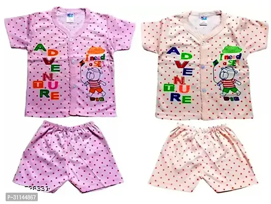 Trendy Multicoloured Cotton Printed Top With Bottom Set For Kids Pack Of 2