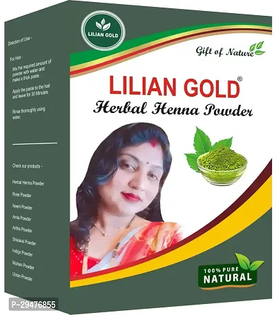 Lilian Gold Herbal Henna Powder For Hair | Mix Of 8 Herbals Mehandi Powder For Organic Hair Colour And Hair Growth | 100 Grams-thumb0