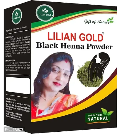 Lilian Gold Natural Black Henna Powder for Hair | Nourishing Organic Dark Brown/Black Hair Colour | Pre Mix Henna - Indigo Powder | 100 Grams