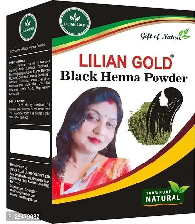 Lilian Gold Natural Black Henna Powder for Hair | Nourishing Organic Dark Brown/Black Hair Colour | Pre Mix Henna - Indigo Powder | 150 Grams