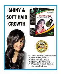 Lilian Gold Natural Henna And Black Henna Powder For Hair Combo | Mehndi Black Henna Powder Organic Hair Pack | Dark Brown/Black Hair Colour | (100gm+100gm)200 Grams-thumb3