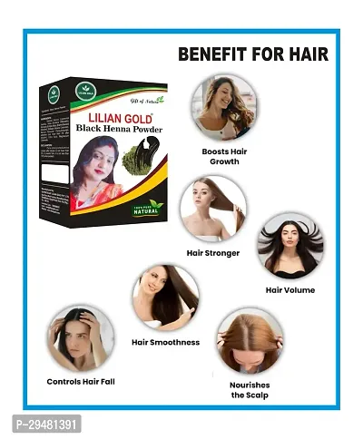 Lilian Gold Natural Henna And Black Henna Powder For Hair Combo | Mehndi Black Henna Powder Organic Hair Pack | Dark Brown/Black Hair Colour | (100gm+100gm)200 Grams-thumb3