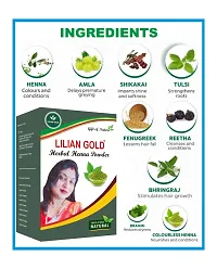 Lilian Gold 100% Pure Natural Herbal Henna Powder For Hair | Mix Of 8 Herbals Mehendi Powder For Organic Hair Colour | (150+150) Grams-thumb3