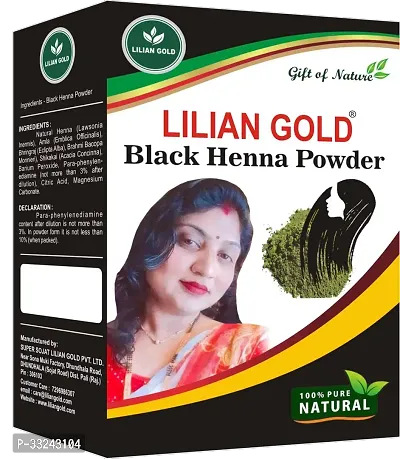 Lilian Gold 100% Pure Natural Black Henna Powder for Hair | Nourishing Organic Dark Brown/Black Hair Colour | Pre Mix Henna - Indigo Powder without Ammonia | (150+150) Grams-thumb0