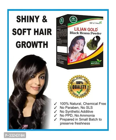 Lilian Gold 100% Pure Natural Black Henna Powder for Hair | Nourishing Organic Dark Brown/Black Hair Colour | Pre Mix Henna - Indigo Powder without Ammonia | (150+150) Grams-thumb3