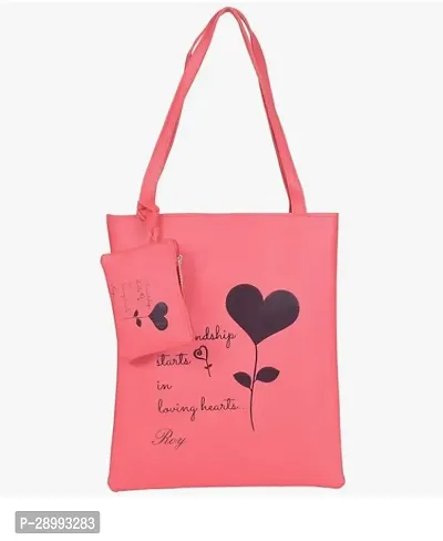 Stylish Pink Leather Printed Tote Bags For Women