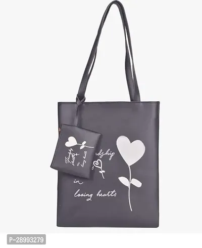 Stylish Grey Leather Printed Tote Bags For Women