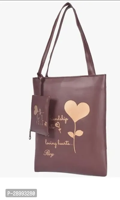 Stylish Brown Leather Printed Tote Bags For Women