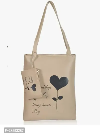 Stylish Beige Leather Printed Tote Bags For Women