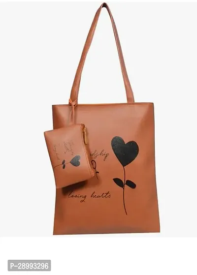 Stylish Brown PU Printed Tote Bags For Women-thumb0