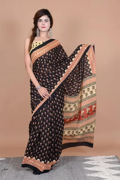 Stylish Mulmul Saree With Blouse Piece For Women