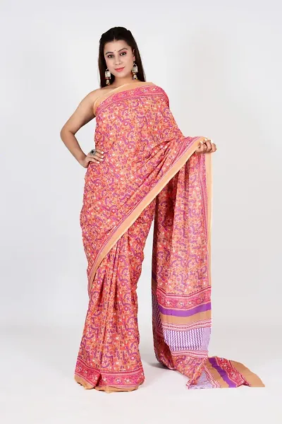 Stylish Mulmul Saree With Blouse Piece For Women