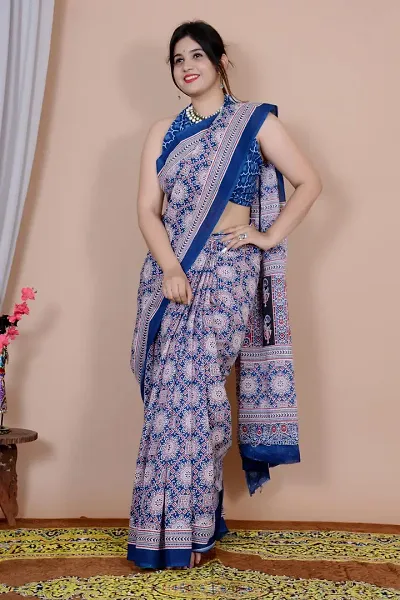 Stylish Crepe Saree with Blouse piece For Women