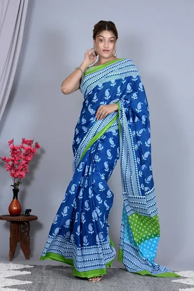 Stylish Mulmul Saree With Blouse Piece For Women