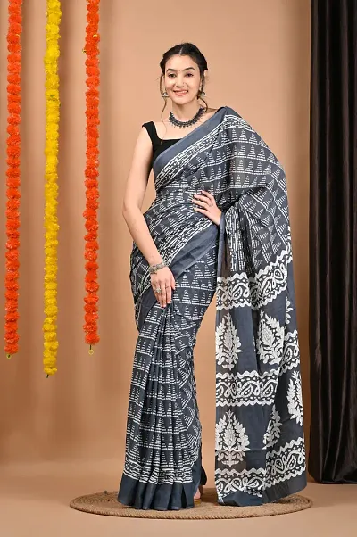 Stylish Mulmul Saree With Blouse Piece For Women