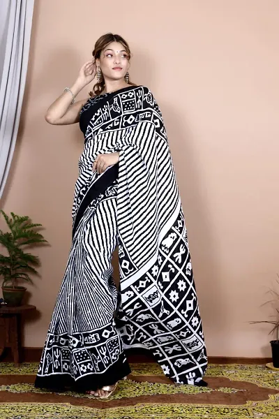 Must Have Mulmul Cotton Saree with Blouse piece 