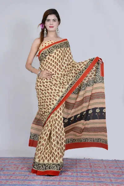 Stylish Mulmul Saree With Blouse Piece For Women