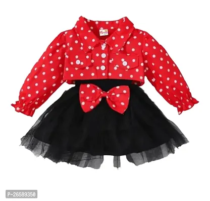 Trendy Red Cotton Blend Frocks For Girls