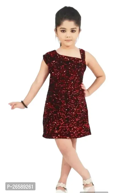Trendy Maroon Cotton Blend Frocks For Girls-thumb0