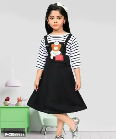 Trendy Black Cotton Blend Frocks For Girls