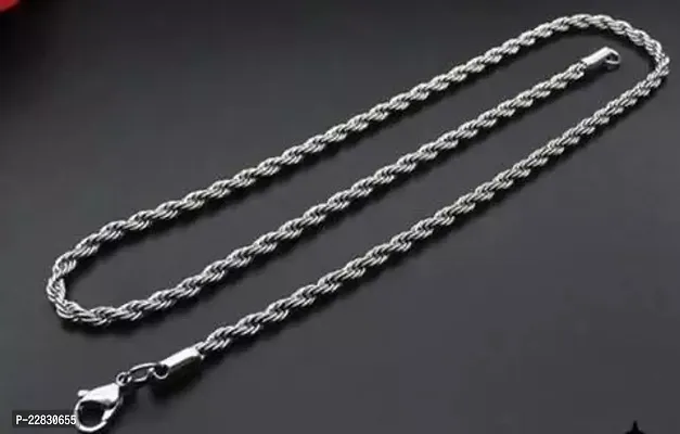 Alluring Silver Stainless Steel Chain For Men-thumb0