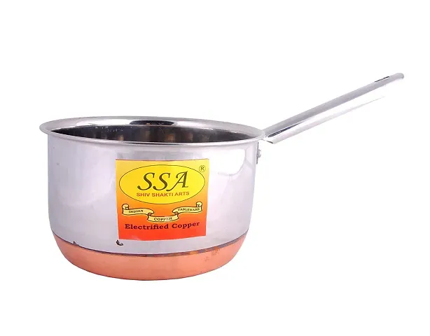 Vinayak Traders Copper Bottom Steel Handle Sauce Pan - 400ml.