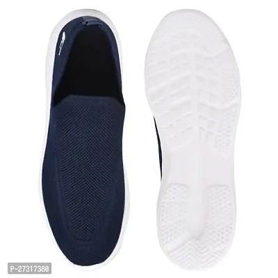 Comfortable Lightweight Breatheable Blue Synthetic Slip-On Sneakers For Men-thumb0