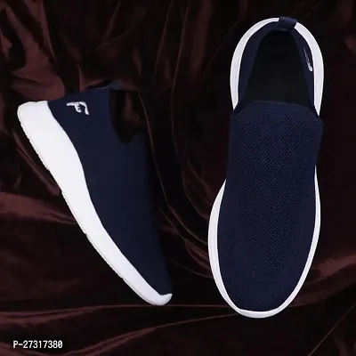 Comfortable Lightweight Breatheable Blue Synthetic Slip-On Sneakers For Men-thumb3