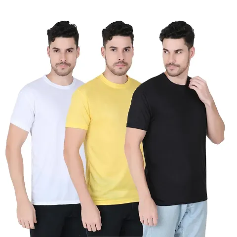 Comfy Elegant Men Solid Round Neck T-Shirt Pack Of 3