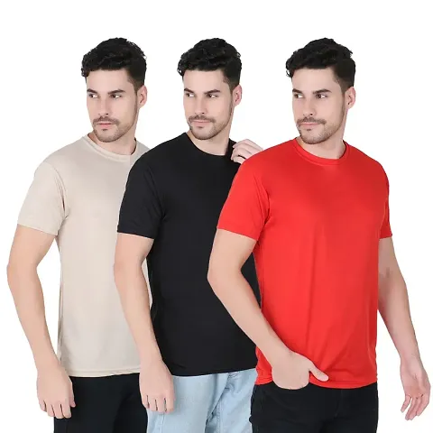 Trending Design Men Solid Round Neck Half Sleeves T-Shirt Pack Of 3