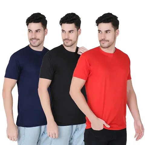 Fabshore Men Solid Round Neck Tshirts Pack of 3 pcs