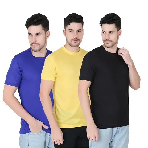 Fabshore Men Solid Round Neck Tshirts Pack of 3 pcs