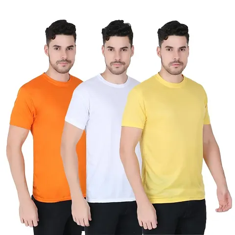 Fabshore Men Solid Round Neck Tshirts Pack of 3 pcs