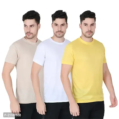 Fabshore Men Solid Round Neck Tshirts Polyester Pack of 3 pcs-thumb0