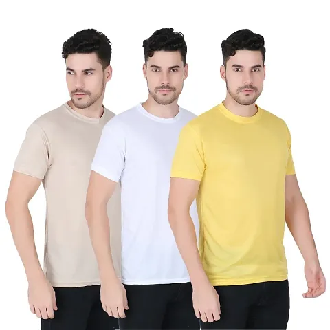 Fabshore Men Solid Round Neck Tshirts Pack of 3 pcs