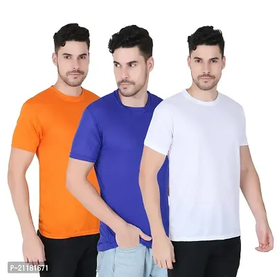 Fabshore Men Solid Round Neck Tshirts Polyester Pack of 3 pcs-thumb0