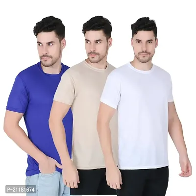 Fabshore Men Solid Round Neck Tshirts Polyester Pack of 3 pcs-thumb0