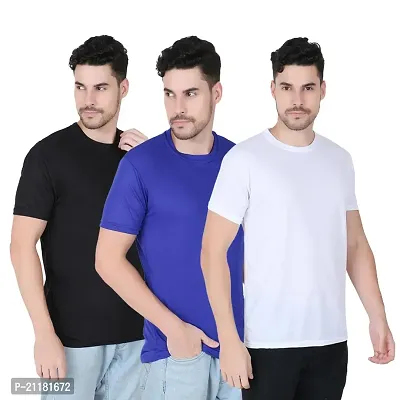 Fabshore Men Solid Round Neck Tshirts Polyester Pack of 3 pcs-thumb0