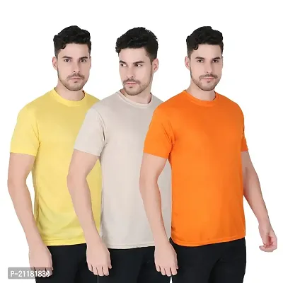 Fabshore Men Solid Round Neck Tshirts Polyester Pack of 3 pcs-thumb0