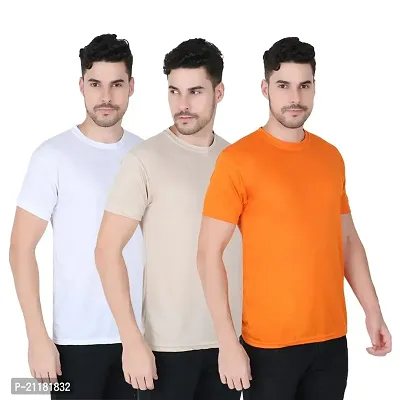 Fabshore Men Solid Round Neck Tshirts Polyester Pack of 3 pcs-thumb0