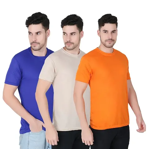 Fabshore Men Solid Round Neck Tshirts Pack of 3 pcs