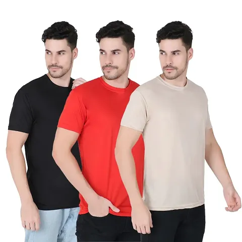 Fabshore Men Solid Round Neck Tshirts Pack of 3 pcs