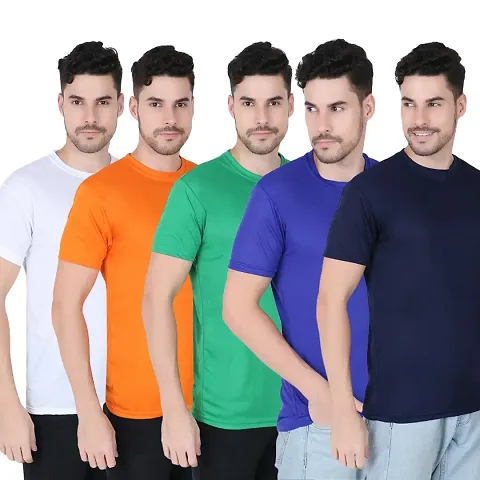 Trendy Stylish Solid Round Neck T-Shirt For Men Pack Of 5