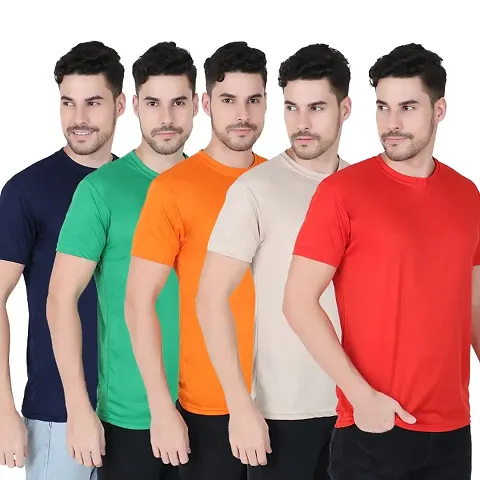 Fabshore Men Solid Round Neck Tshirts Pack of 5 pcs